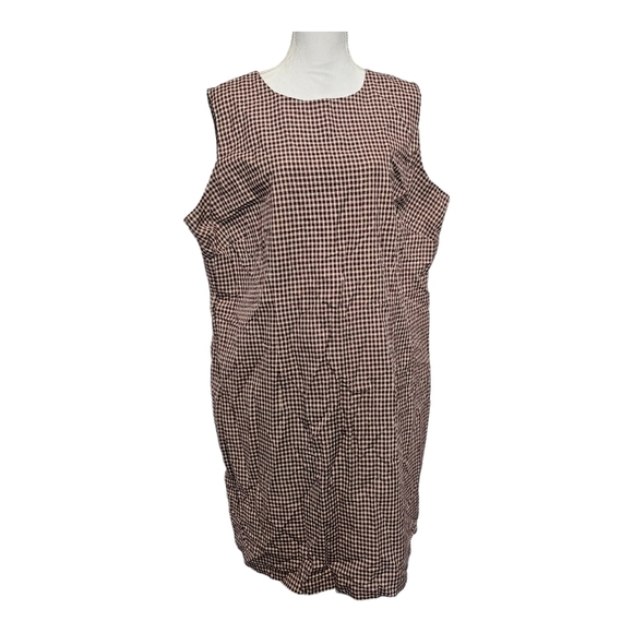SAG HARBOR Dress Red Checkered Gingham Sleeveless Back Zip Flap Slit Size 20W - Picture 1 of 8